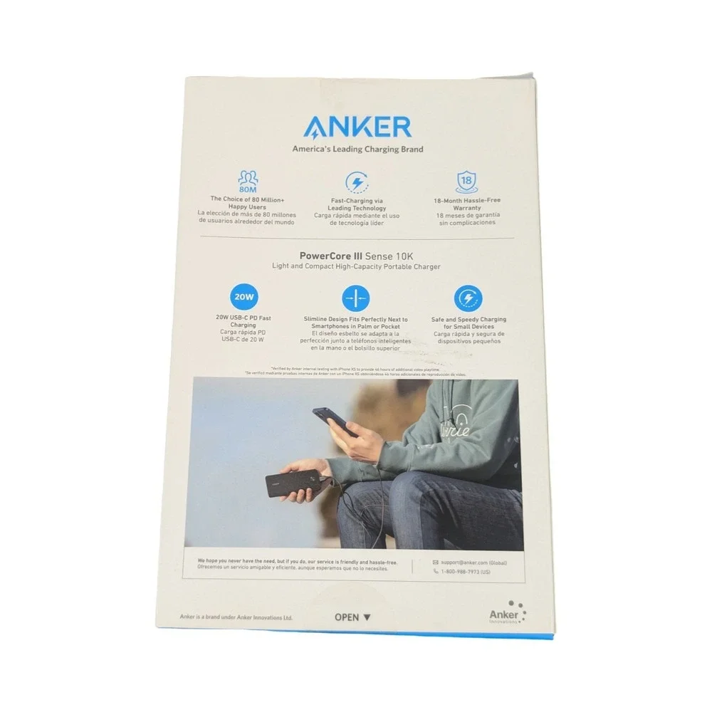 Qq8Uy Anker 10000mAh Powercore III Sense Power Bank Dual USB, USB-C - A1248H11-1